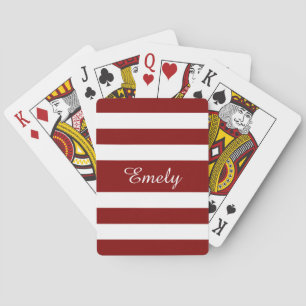 Modern Red Script Name Playing Cards