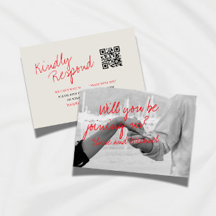 Modern Red Script Photo Wedding RSVP