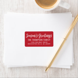 Modern Red Seasons Greetings Script Label