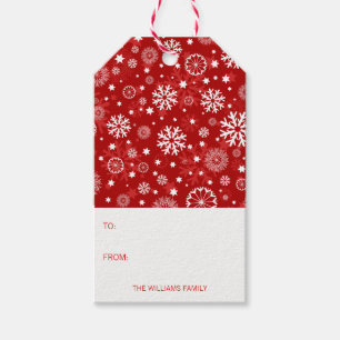 Modern Red Snowflake Christmas Holiday Gift Tag