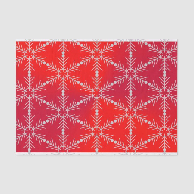 Modern Red Snowflake Christmas Tissue Paper (Front)