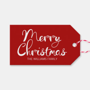 Modern Red Snowflake Merry Christmas Gift Tag