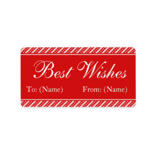 Modern Red Stripes Christmas Gift Tag Stickers
