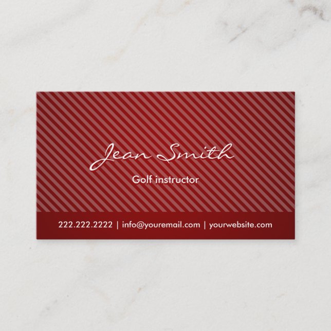 Modern Red Stripes Golf Business Card (Front)