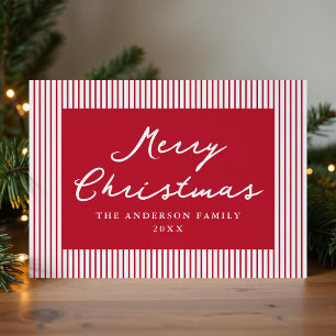 Modern Red Stripes Merry Christmas Non-Photo Holiday Card