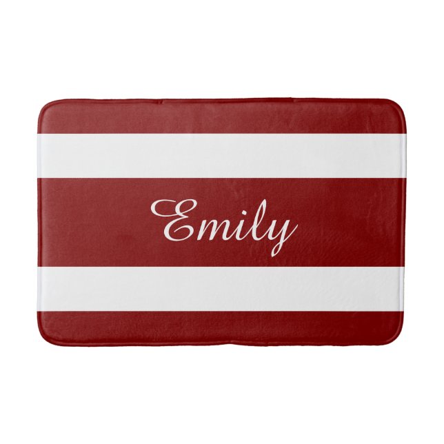 Modern Red Stripes Pattern Bath Mat (Front)