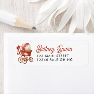 Modern Red Stroller Christmas Return Address