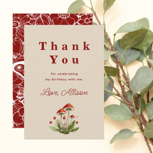 Modern Red & Tan Chic Thank You Card