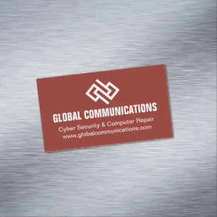 Modern Red Technology Computer Software Company Magnetic Business Card