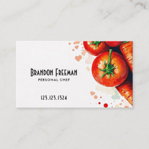 Modern Red Tomatoes and Carrots Catering Business Card