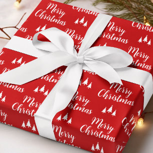Modern Red Tree Small Pattern Merry Christmas Wrapping Paper