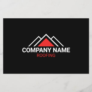 Modern Red Triangle Building Roofing QR Code Flyer