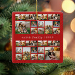 Modern Red Typewriter Family Photo Collage<br><div class="desc">Create your own photo collage Christmas ornament. Simply add your own pictures and text to for a custom ornament this holiday season.</div>