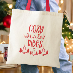 Modern Red Typography Cosy Winter Vibes  Tote Bag