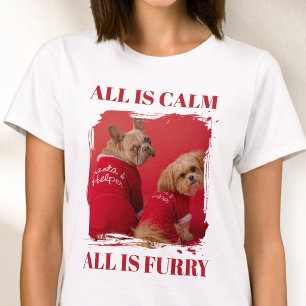 Modern Red Typography Funny Pet Photo Christmas T-Shirt
