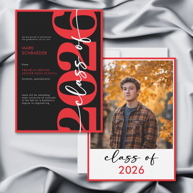 Modern Red Typography Graduation Announcement (Modern Red Typography Graduation Announcement)