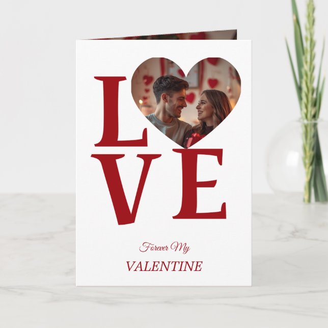 Modern Red Valentine’s Day Photo Card (Front)