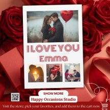 Modern Red Valentine’s Day Photo Card – 4 Photos