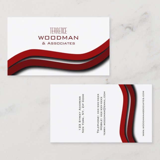 Modern Red Wave Business Card Template (Front/Back)