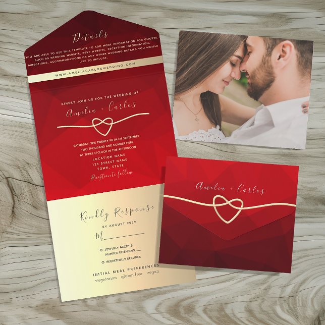 Modern Red Wedding  All In One Invitation (Creator Uploaded)
