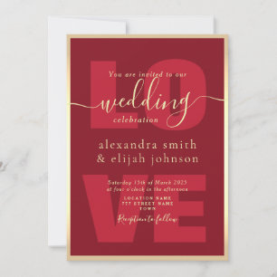 Modern Red Wedding Reception Invitation