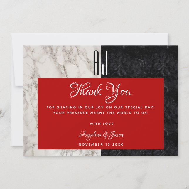 Modern Red Wedding Thank You Card (Front)