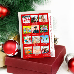 Modern Red What A Year In Review Photo Christmas Holiday Card