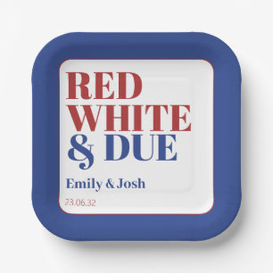Modern Red White and Due 4th July USA Baby Shower  Paper Plate