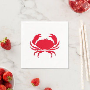 Modern red white big crab coastal summer funny napkin