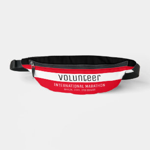 Modern Red White Black Volunteer Corporate Event Bum Bags