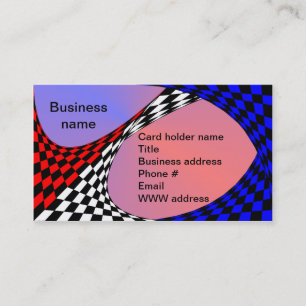 Modern Red/White/Blue Chequered by Kenneth Yoncich Business Card