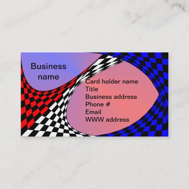 Modern Red/White/Blue Chequered by Kenneth Yoncich Business Card (Front)