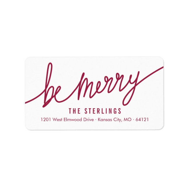 Modern Red & White Christmas Return Address Labels (Front)