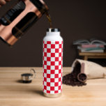 Modern Red White Croatian Checkers Water Bottle<br><div class="desc">This water bottle features a trendy Croatian chequered pattern in red and white. The colours of the pattern are fully customisable by clicking on Edit design.</div>