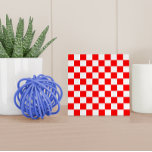 Modern Red White Croatian Chequerboard Pattern Tile<br><div class="desc">This ceramic tile features a popular Croatian chequerboard pattern in red and white.</div>