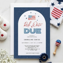 Modern Red White & Due July 4th Baby Shower