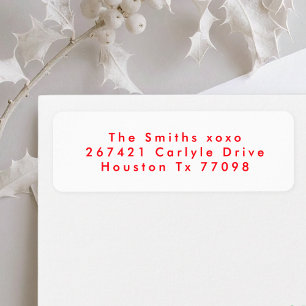 modern red white festive christmas return address