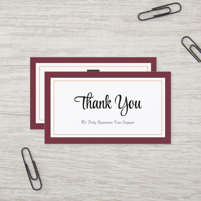 Modern Red White Gold Thank You Card (Front/Back In Situ)