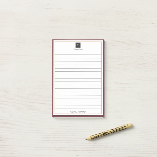 Modern Red White Gold with Business Logo Post-it Notes (On Desk)