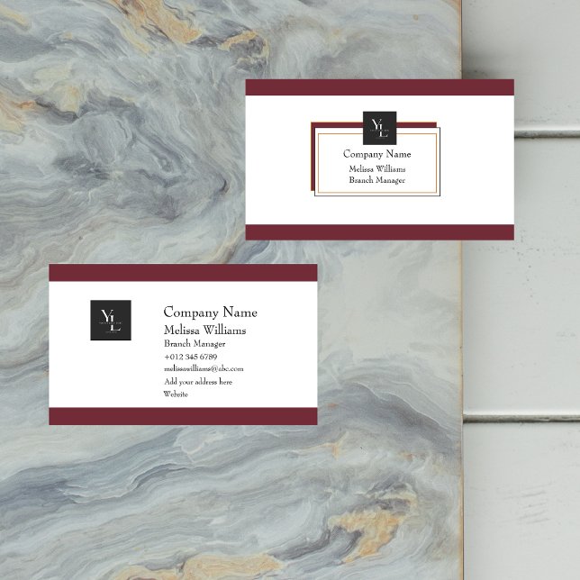 Modern Red White Gold with Logo Business Card (Creator Uploaded)