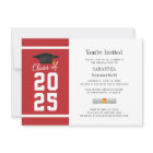 Modern Red White Grad Photo Graduation 2025