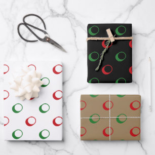 Modern red white green black kraft polka dots cute wrapping paper sheet