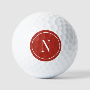 Modern red &white monogram initial golf balls