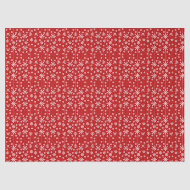 Modern Red & White Snowflake Christmas Holiday Tissue Paper (Front)