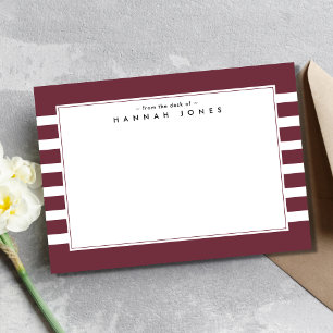 Modern Red White Striped Border Card