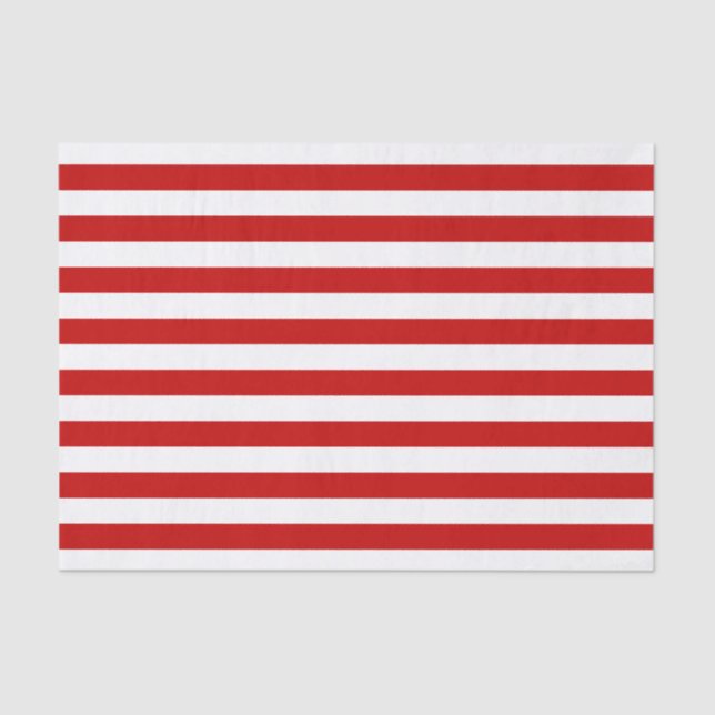 Modern Red White Stripes Christmas Tissue Paper (Front)