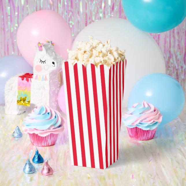 Modern red white vertical stripes pattern gift favour box (Party)