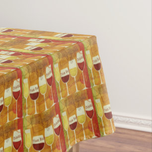Modern Red White Wine Pinot Chianti Pattern Orange Tablecloth