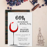 Modern Red Wine 60th Birthday Surprise Party Invitation<br><div class="desc">Modern Elegant Red Wine 60th Birthday Surprise Party Invitation. Birthday invitation with an abstract glass with red wine. The text is in a trendy black script and is easily customisable - personalise it with your name, age, date, location and RSVP. You can change all the text on the invitation. Invite...</div>