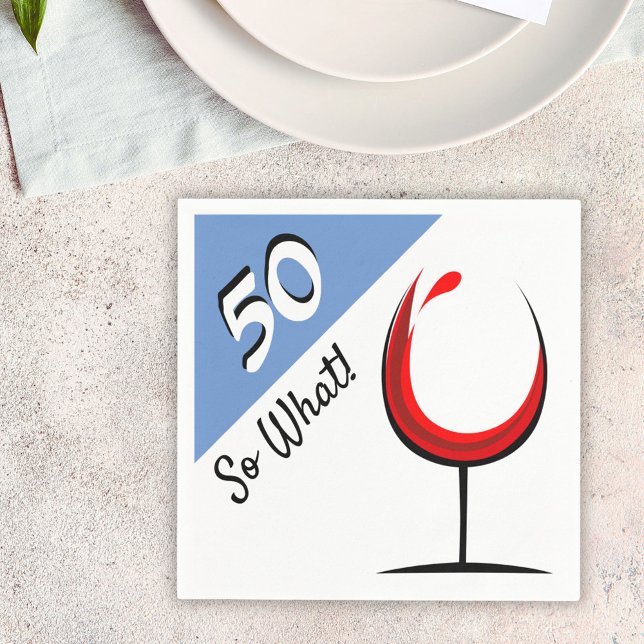Modern Red Wine Glass 50th Birthday Party Napkin (Creator Uploaded)